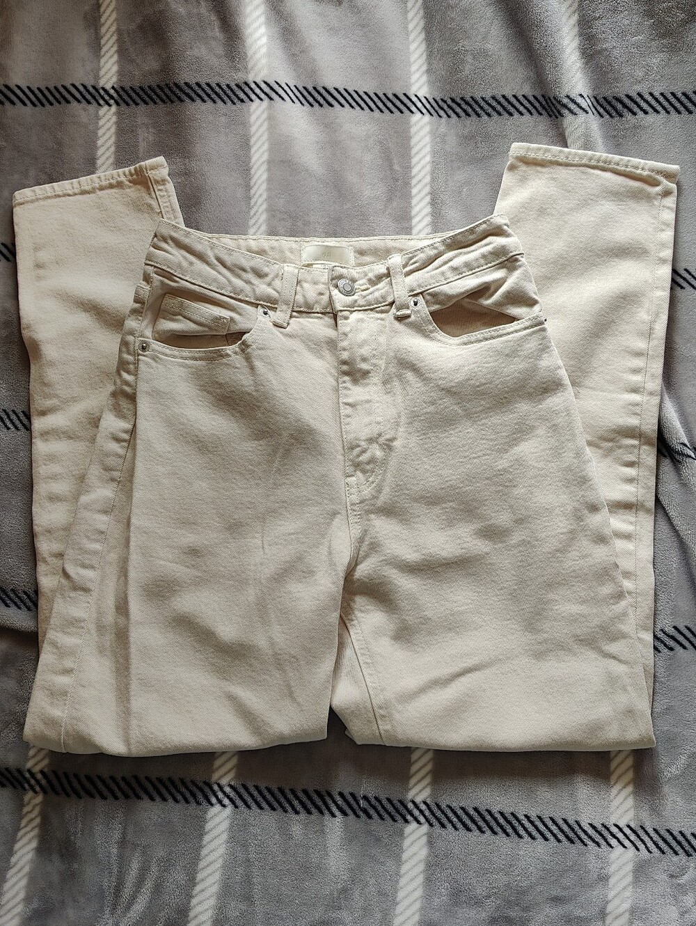 Women's Off-white/Cream High Waist Straight-Leg Jeans